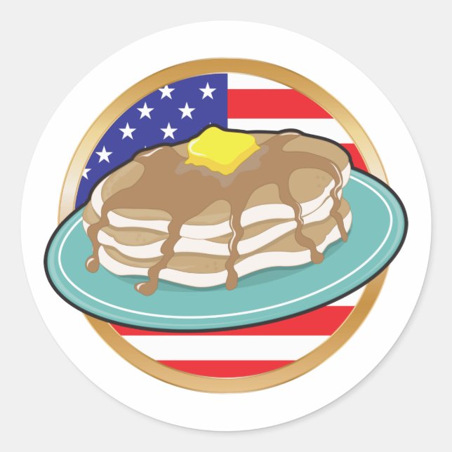 Pancake American Flag Classic Round Sticker (Front)