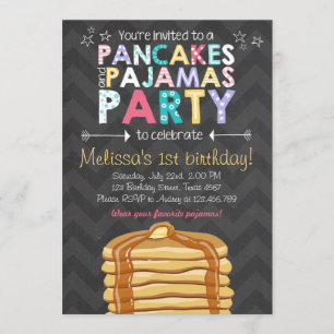 Pancake and Pyjamas birthday invitation