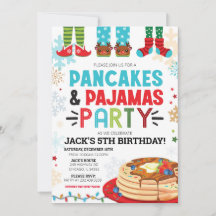 Pancake and Pyjamas Birthday Invitation Holiday