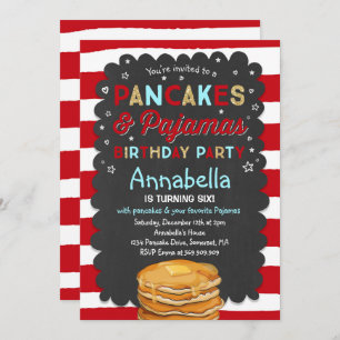 Pancake And Pyjamas Birthday Invitation PJ's Party