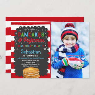 Pancake And Pyjamas Birthday Invitation PJ's Party