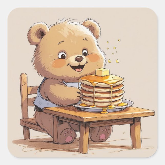 Pancake Bear Square Sticker (Front)