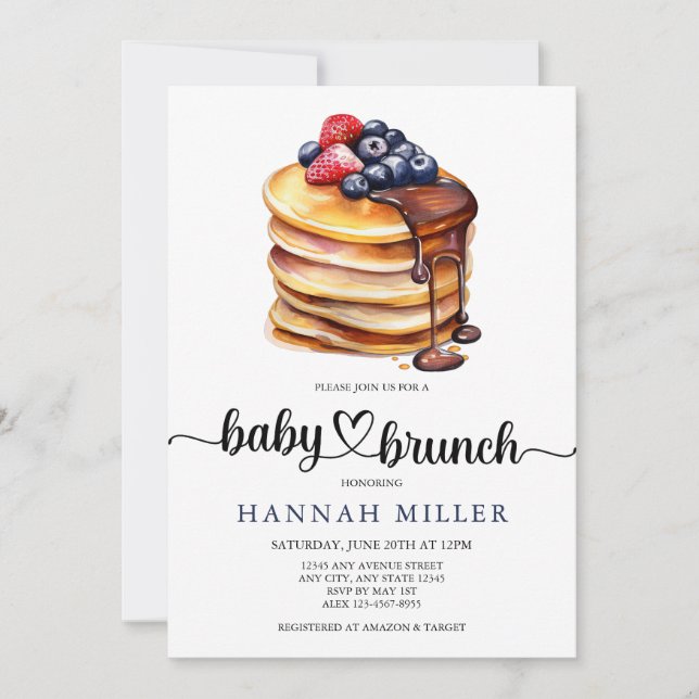 Pancake | Bébé mignon douche Invitations (Devant)