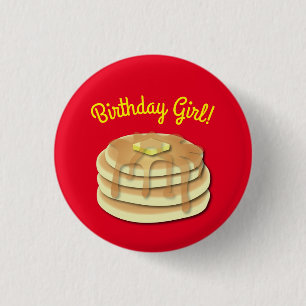 Pancake Birthday Party Flapjack Cute Kids 1 Inch Round Button