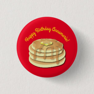 Pancake Birthday Party Flapjack Cute Kids 1 Inch Round Button