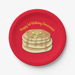 Pancake Birthday Party Flapjack Cute Kids Paper Plate