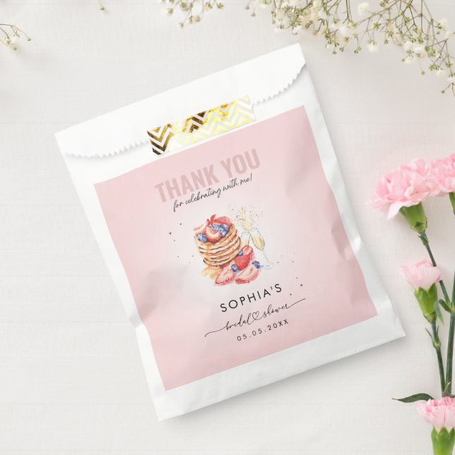 Pancake Brunch Bubbly Pink Bridal Shower Thank You Favour Bag (Sealed)