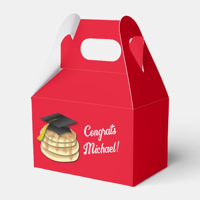 Pancake Brunch Graduation Party Invitation Favor Box (Front Side)