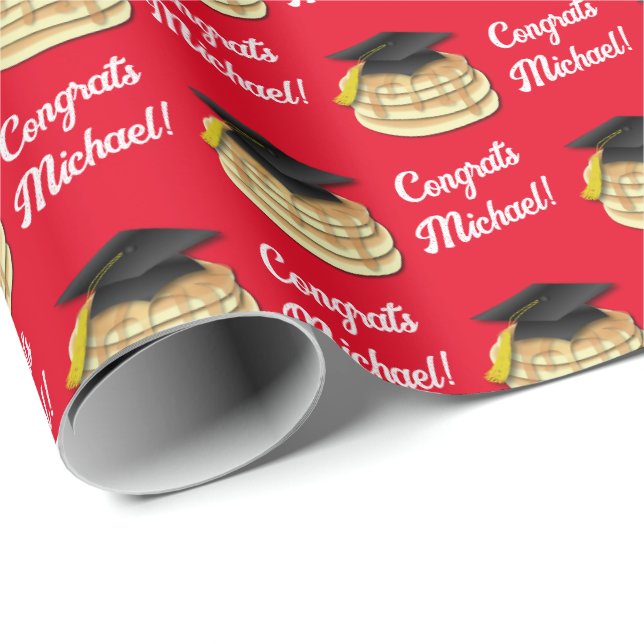 Pancake Brunch Graduation Party Invitation Wrapping Paper (Roll Corner)