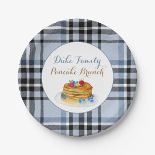 Pancake Brunch Plaid Paper Plate