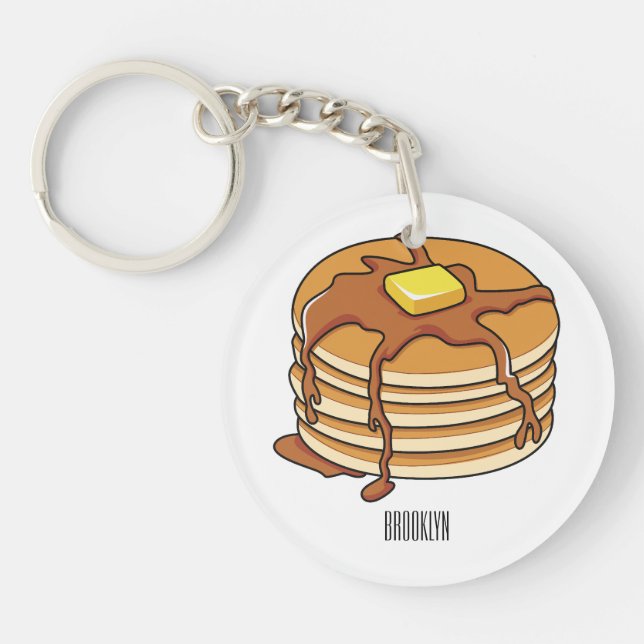 Pancake cartoon illustration  keychain (Front)