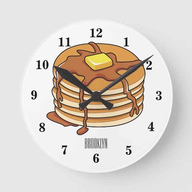 Pancake cartoon illustration round clock (Front)