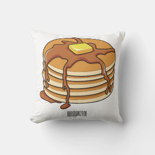 Pancake cartoon illustration  throw pillow