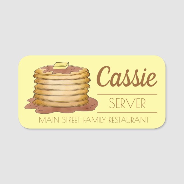 Pancake Flapjacks Johnnycakes Diner Restaurant Name Tag (Front)