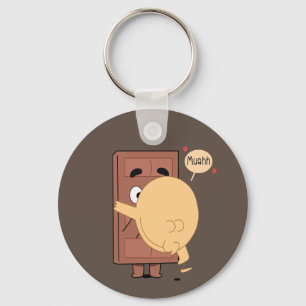 Pancake Kissing Choco Funny Cute Couples  Keychain