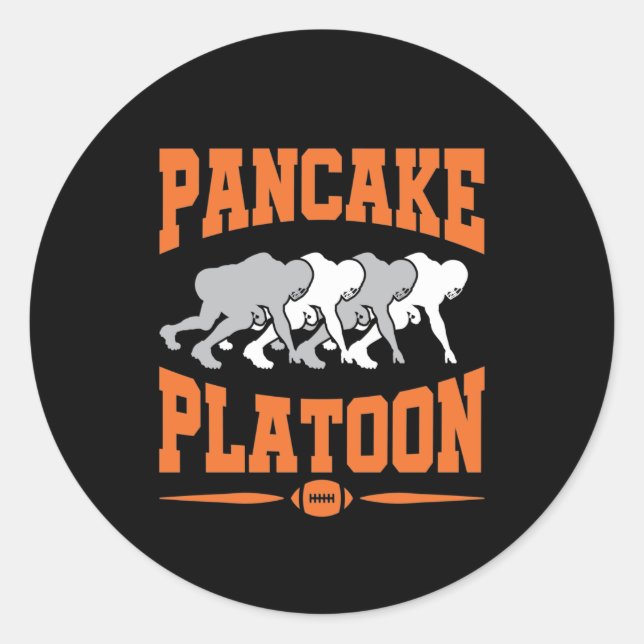 Pancake Platoon Football Offensive Line Lineman Classic Round Sticker (Front)