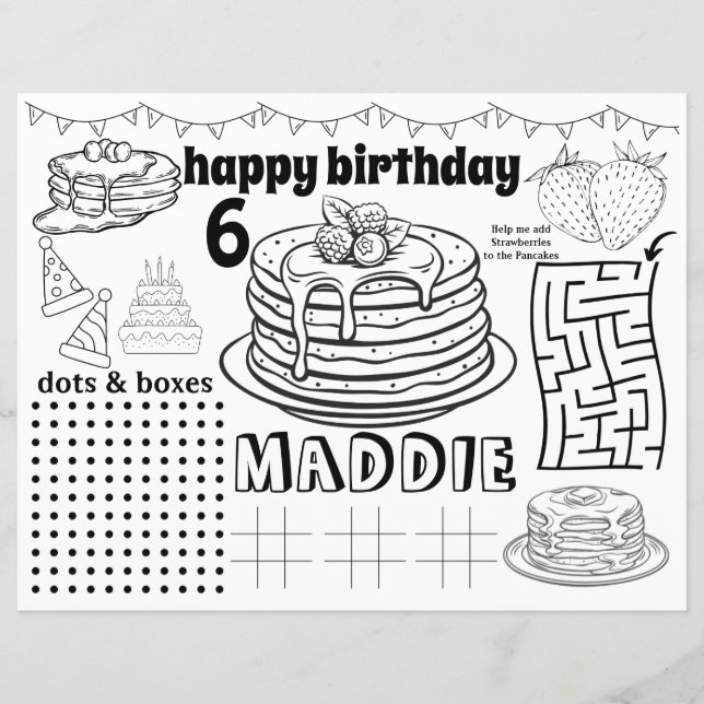 pancake pyjamas placemats, pancake birthday (Front)