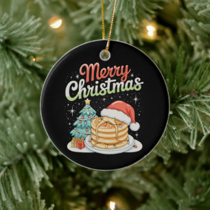 Pancake Santa Hat Christmas Tree Lights Xmas Ceramic Ornament