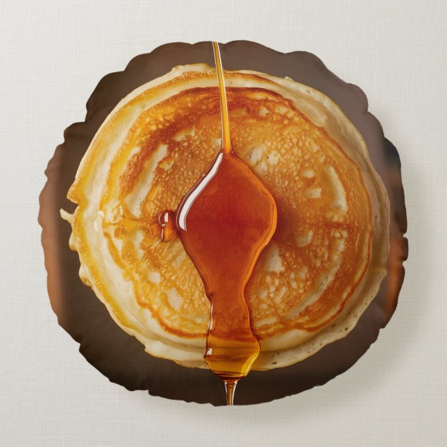 Pancake with Syrup Round Pillow (Front)