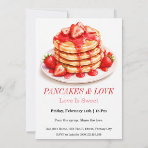 Pancakes and Love Valentine Brunch - Sweetheart Invitation