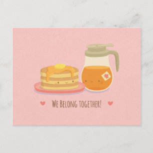 Pancakes and Maple Syrup, Valentines Greeting Holiday Postcard