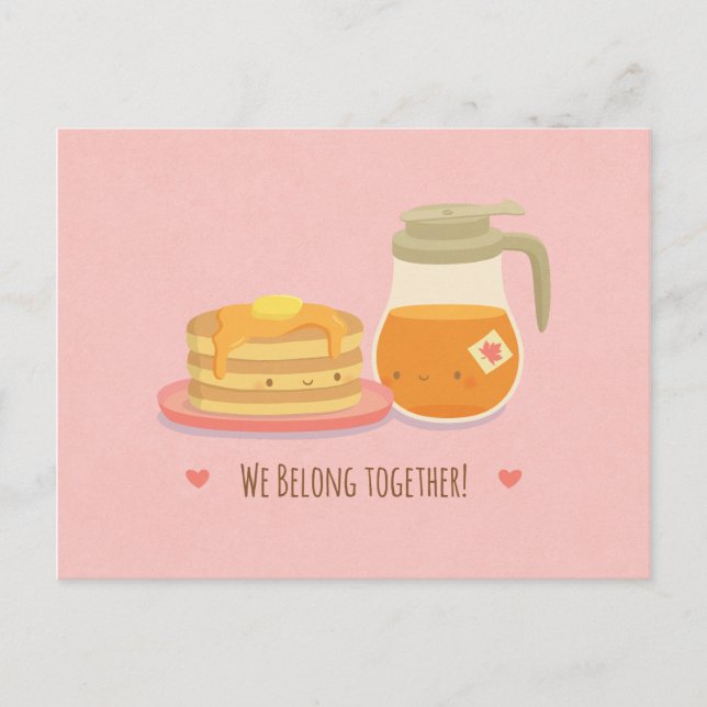 Pancakes and Maple Syrup, Valentines Greeting Holiday Postcard (Front)