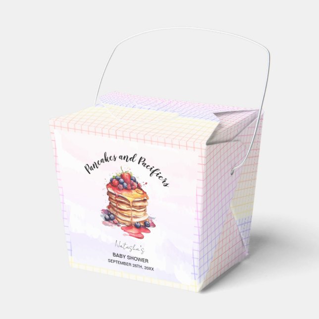 Pancakes and Pacifiers Brunch Baby Shower Favor Box (Front Side)