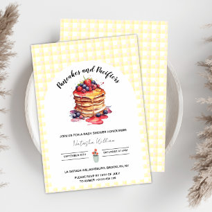 Pancakes and Pacifiers Gingham Plaid Baby Shower Invitation
