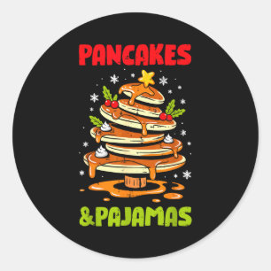 Pancakes And Pajamas Christmas Pancake Men Women K Classic Round Sticker
