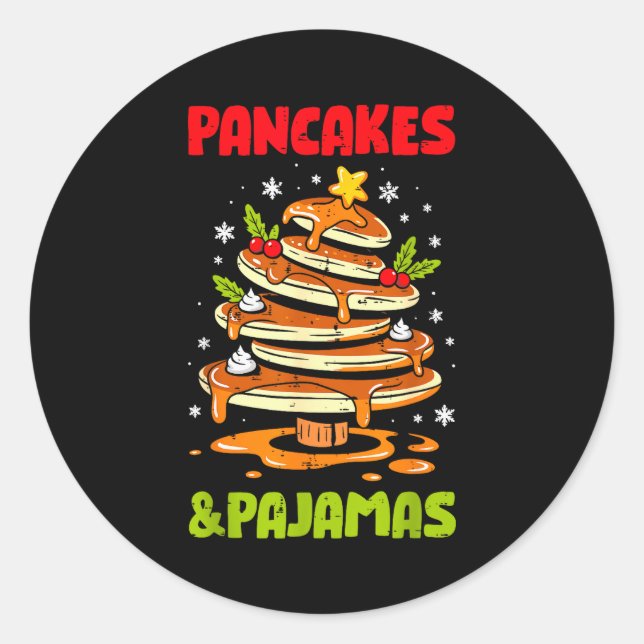 Pancakes And Pajamas Christmas Pancake Men Women K Classic Round Sticker (Front)