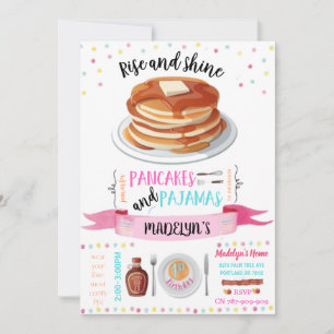 Pancakes and Pyjamas 1st Birthday Invitation Card