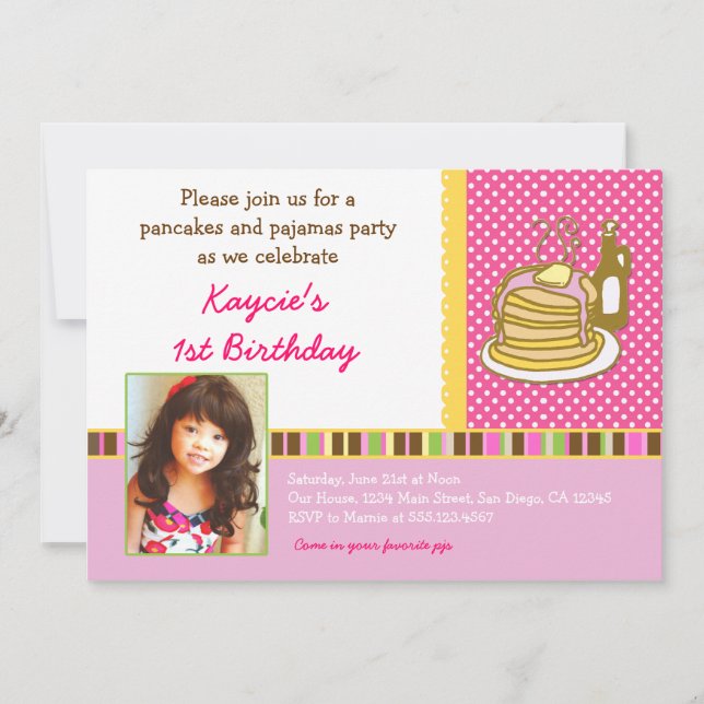 Pancakes and Pyjamas Birthday Invitation Photo (Front)