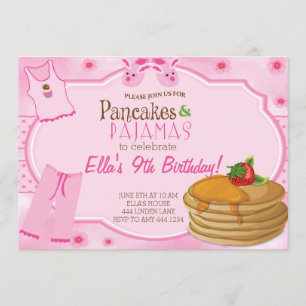 Pancakes and Pyjamas Birthday Invitations