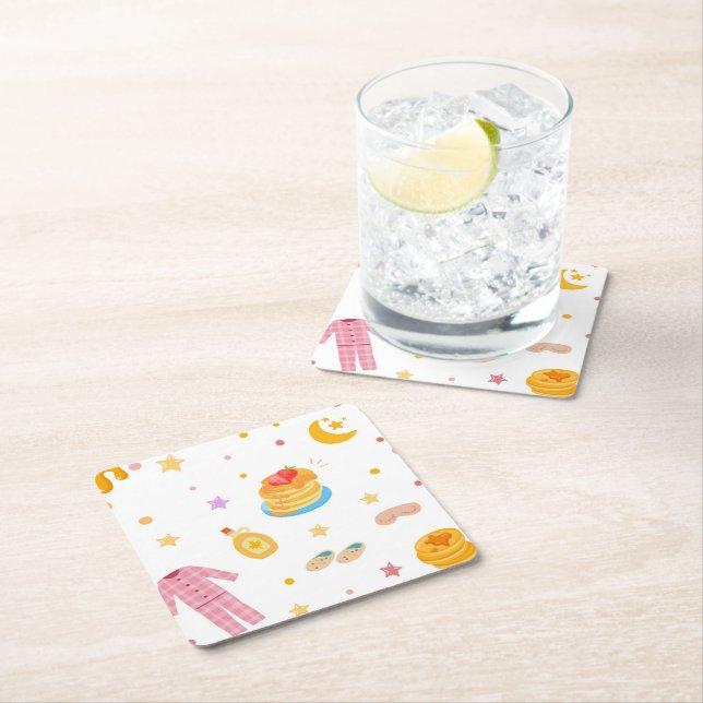 Pancakes and Pyjamas Birthday Party Coasters (Insitu)
