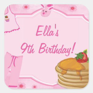 Pancakes and Pyjamas Birthday Stickers