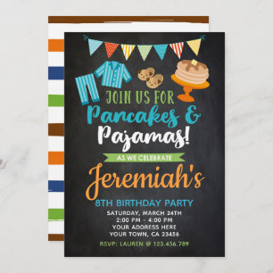 Pancakes and Pyjamas Boy Birthday Invitation