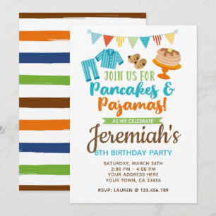 Pancakes and Pyjamas Boy Birthday Invitation