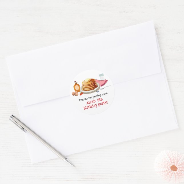 Pancakes and Pyjamas Breakfast Party Classic Round Sticker (Envelope)