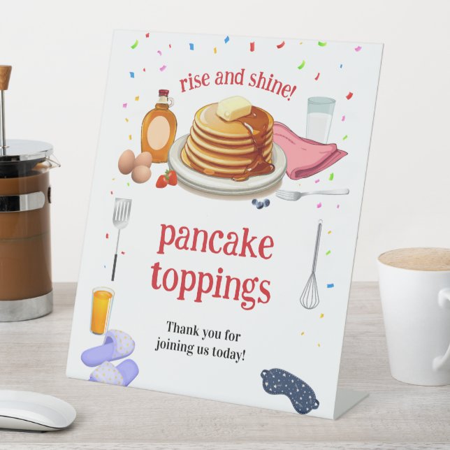 Pancakes and Pyjamas Breakfast Party Pedestal Sign (In SItu)