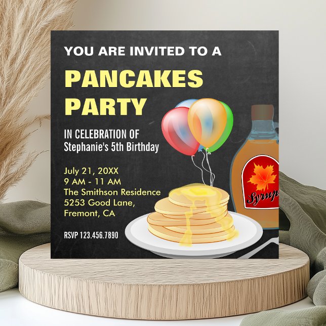 Pancakes And Pyjamas Chalkboard Birthday Party Invitation (Creator Uploaded)