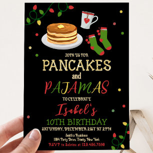 Pancakes and Pyjamas Christmas Birthday Invitation
