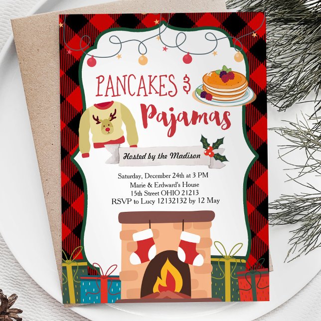 Pancakes and Pyjamas Christmas Party Invitation (Creator Uploaded)