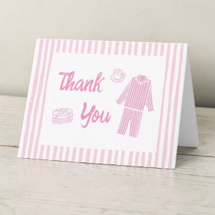 Pancakes and Pyjamas Girl 1st Birthday Thank You Card