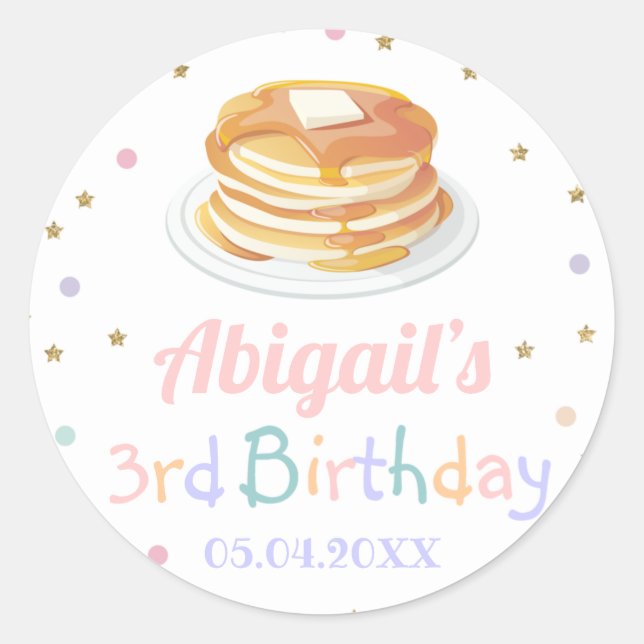 Pancakes and Pyjamas Glitter Dot Star Kid Birthday Classic Round Sticker (Front)