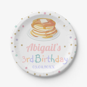 Pancakes and Pyjamas Glitter Dot Star Kid Birthday Paper Plate