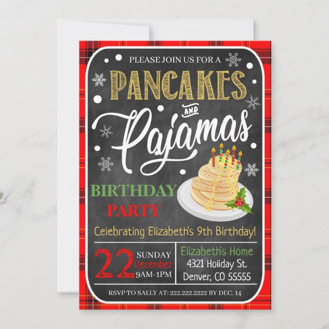 Pancakes And Pyjamas Holiday Invitation (Front)
