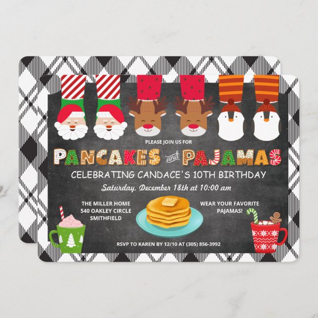 Pancakes and Pyjamas Holiday Invitation (Front/Back)