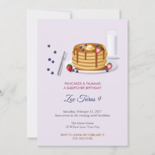 Pancakes and Pyjamas Sleepover Birthday Invite