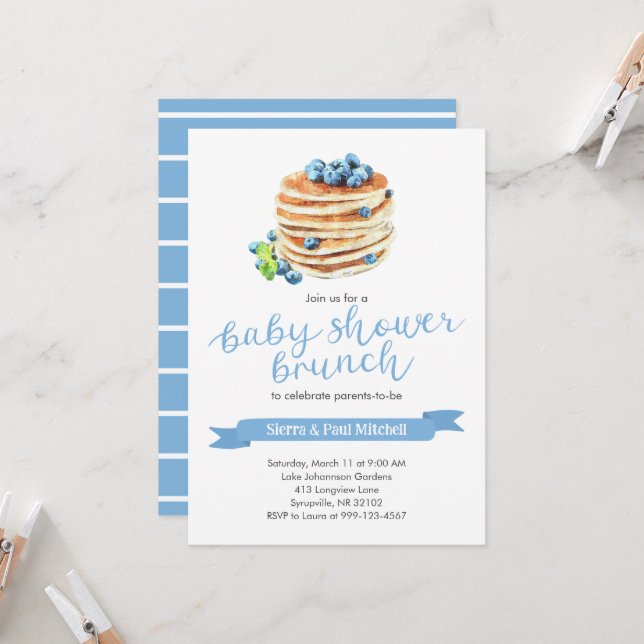 Pancakes Baby shower Brunch Invitation (Devant/Arrière en situation)