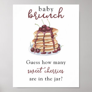 Pancakes Baby shower Guess how many Cherries Poster